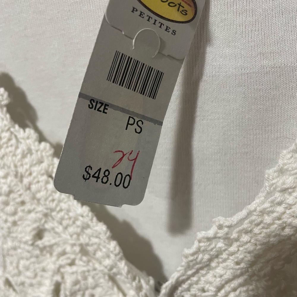 Talbots White Cardigan with Crochet Detail - Picture 4 of 9